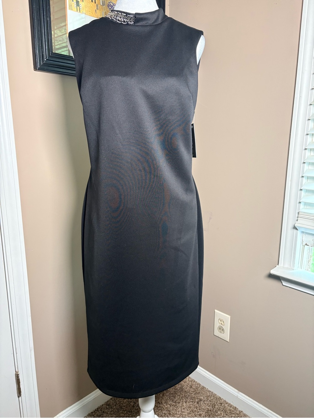 Enfocus Studio Black Midi Sheath Dress with Chain Detail